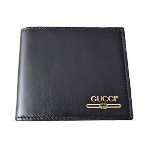 GUCCI Black Leather Mens Bifold Wallet  (GGMW2025) New